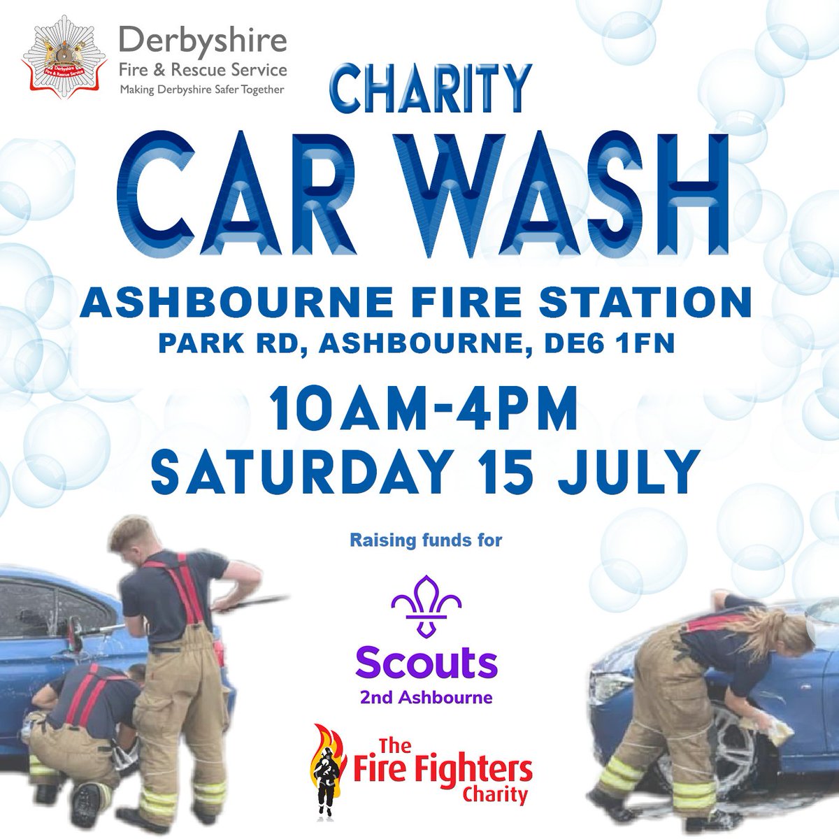 Another date for your diary........come down and get your 🚗🚙🛻🚚 cleaned at @AshbourneStn 🚒 raising money for the 2nd Ashbourne Scouts @scouts and The Fire Fighters Charity 💷💷💷 #sparklingclean #localcommunity