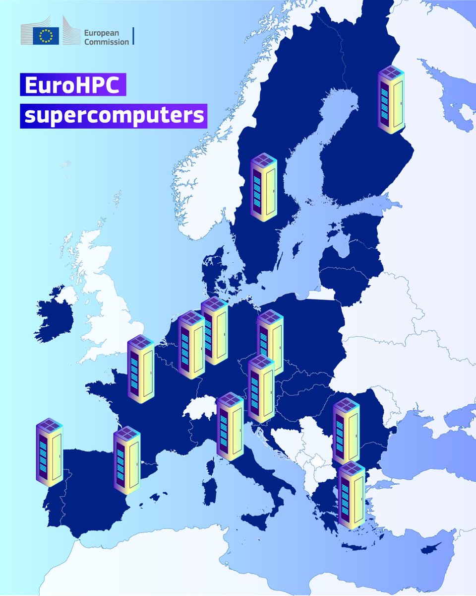 EU_Commission's tweet photo. France will host the EU's second exascale supercomputer.

Named Jules Verne, it will perform more than a billion billion operations per second, enabling scientific discoveries in the fields of:

👩‍⚕️health
🌍climate change
💡clean energy technologies

Read more ↓
https://t.co/jbo9fAPbEM