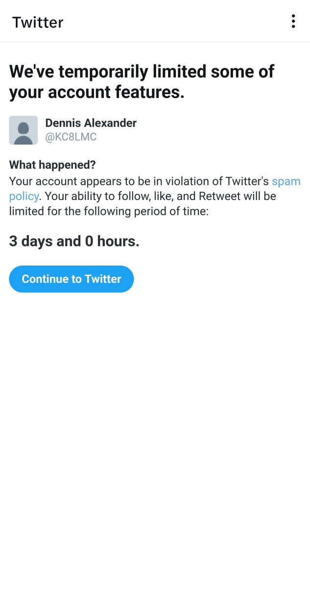 KC8LMC's tweet image. As of this morning I am apparently in Twitter Jail for 3 days, for "violating Twitter's spam policy".
I have no clue what this is about. Obviously I don't "spam".
Dear Twitter, you got this wrong. 
@elonmusk