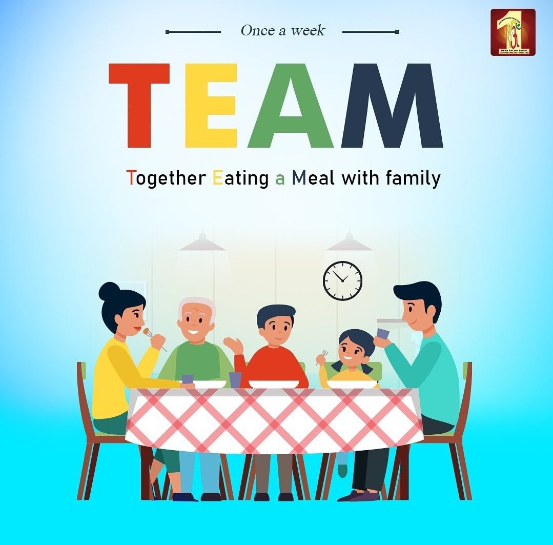 Saint Dr Gurmeet Ram Rahim Singh Ji Insan has started the TEAM initiative under which millions have pledged to have a meal together with family once a week&spend quality timewith each other so as to improve relations&strengthenbond in families.
#TEAM
#FamilyMeal
#EatingTogether