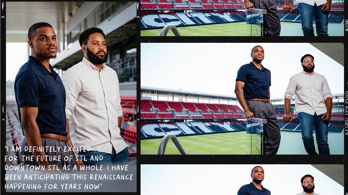 stlCITYsc's tweet photo. Continuing our #UnitedByCITY highlights, meet Michael Thompson &amp; Martel Hulsey of Kwame Building Group. Read more about them and their work at Kwame, helping build the future of St. Louis and beyond right in the heart of Downtown. #AllForCITY https://t.co/bhe8f1rvSG