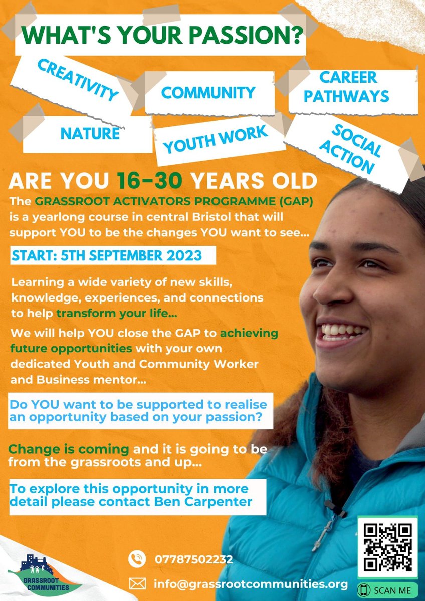 Take on a challenge this Tuesday - Apply now: bit.ly/4410smg 
What change do you want to make? Aged 16-30 years old? Live in Bristol? Are you looking for a new view? GAP is for you! #WhatsTheGAP #closethegap #grassrootcommunities #bethechange #youngpeoplematter