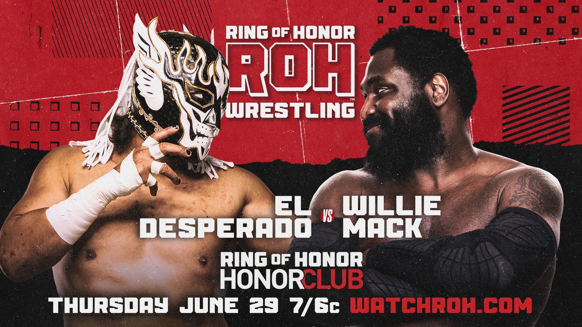 .@ElDesperado5 makes his #ROH debut against @Willie_Mack in singles action!
Watch #ROH #HonorClub on WATCHROH.com 7/6c