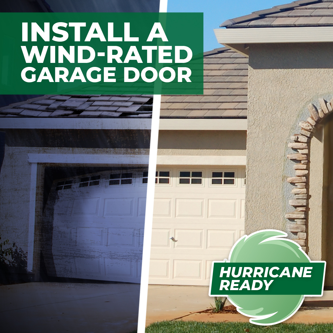 Did you know a standard garage door can fail during a hurricane, causing damage to your home and putting your family at risk? Invest in a wind-rated garage door to protect your home and loved ones. #windratedgaragedoor #hurricaneready