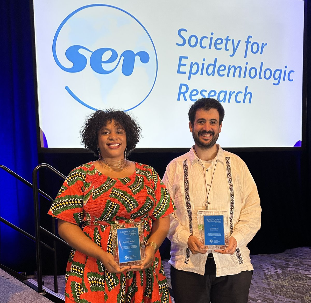 At @societyforepi's annual meeting @HealthEquityDoc, ScD, assistant professor and director of @TheUbuntuCenter, and @usama_bilal, PhD, assistant professor, were recognized for their significant contributions to the field of epidemiology: bit.ly/3PnomUM #SER2023