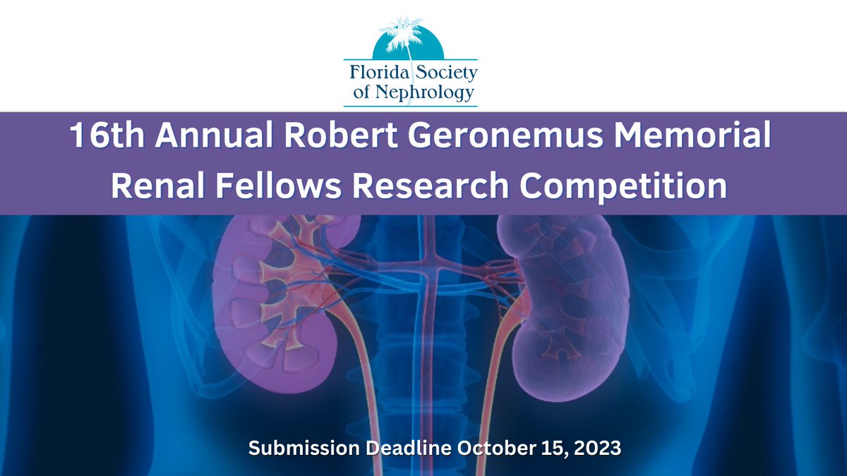 FSN renews support for #Nephrology Fellowship Programs in #Florida by highlighting groundbreaking research. Any Fellow in an accredited program in Florida may apply. #RenalResearch 
Learn more and submit your abstract floridasocietyofnephrology.com/event/fsn2024