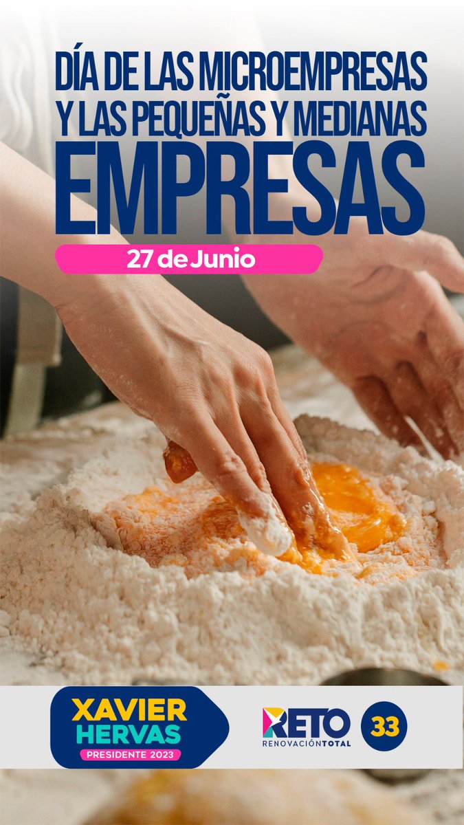 Feliz día a todos nuestros emprendedores #Ecuador pronto el nuevo gobierno liderado por <a href="/xhervas/">Xavier Hervas</a> impulsará su crecimiento ✊🏼💙📈 #HervasPresidente <a href="/edusanchezec/">Eduardo Sánchez “Edu”</a> <a href="/RetoEc/">Renovación Total</a>