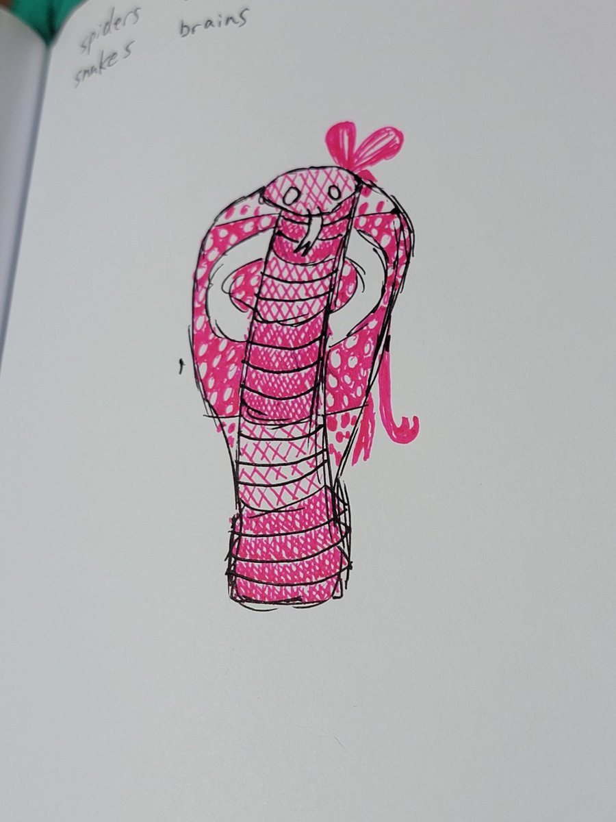 GrhianneA's tweet photo. Sneak peek at a sticker concept sketch! Hoping to have several fun little designs for #pancakesandboozeokc in August. I can't wait to share the finished designs soon! 

#pancakesandbooze #pancakesandboozeartshow #stickers #localartist #localart #snake #SNEK #newart https://t.co/HBugMGTi9M