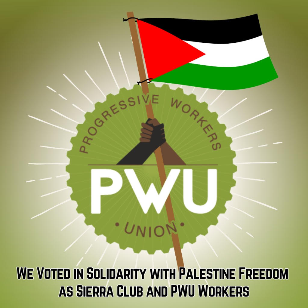 This resolution is a victory for human rights and climate justice everywhere, representing hundreds of environmental workers who are saying loud and clear: Palestinians deserve freedom and they shouldn’t have to wait another day for it. (graphic credit: <a href="/beksbot/">bekah hinojosa</a>)