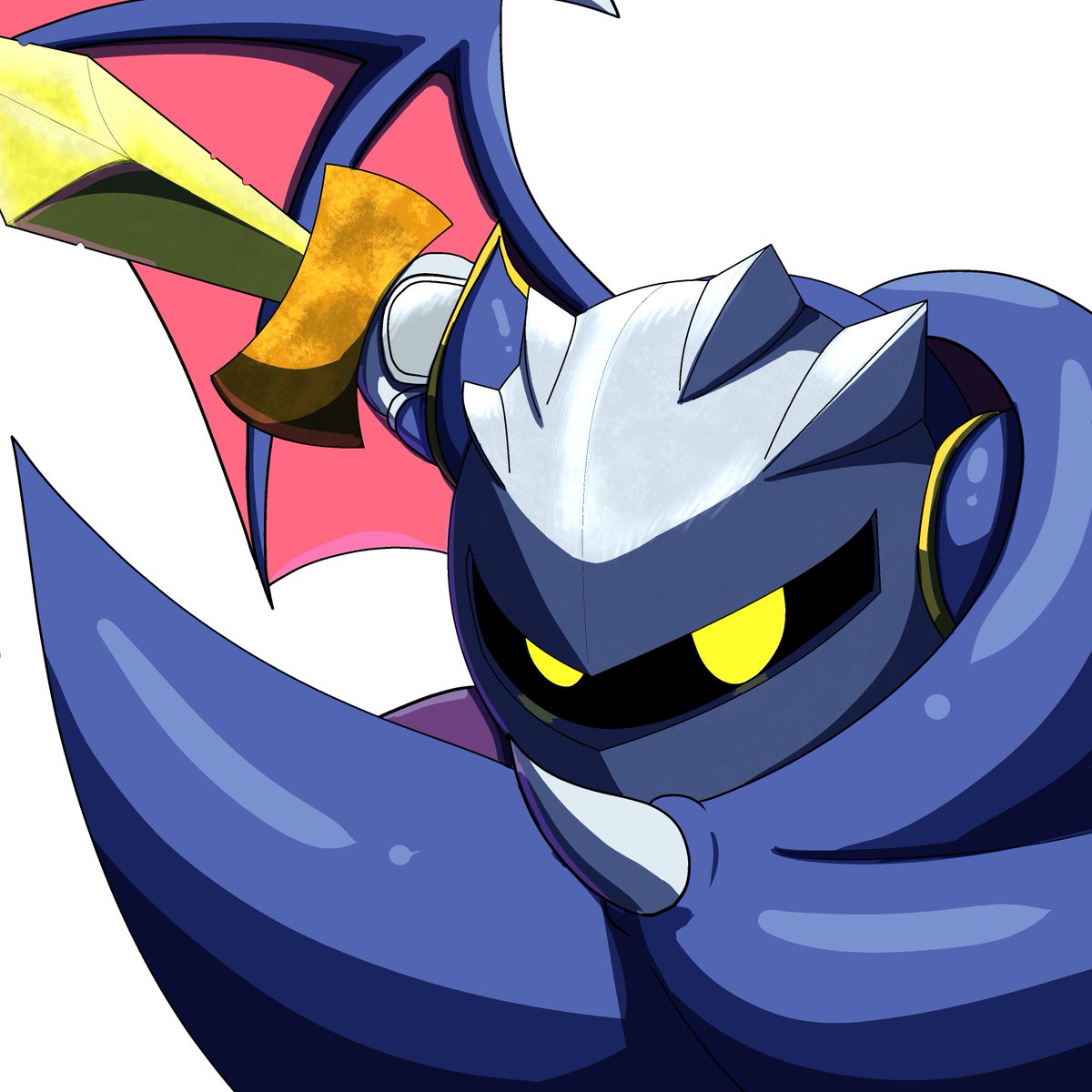 meta knight weapon sword yellow eyes armor wings white background mask  illustration images