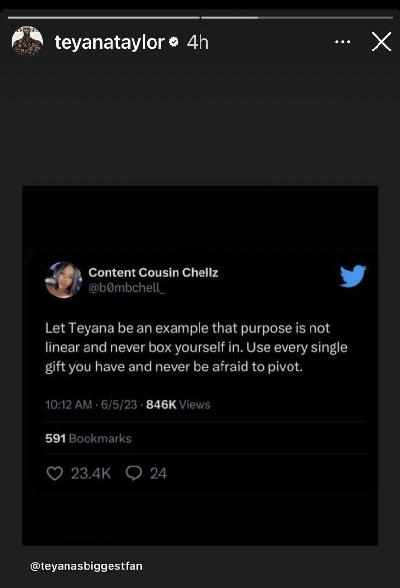 Omg @TEYANATAYLOR posted my tweet on her story 🥹🥹🥹🥹🥹😭😩