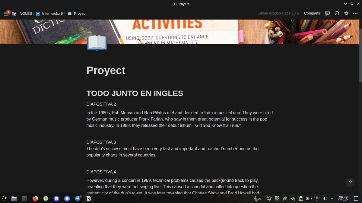 AcademiaOct23's tweet image. curiosidades linuxeras....la aplicación #Notion la cual uso ya tiempo, en Windows 11 así le pongas modo oscuro, el panel superior sigue blanco, en cambio la version #Snap de la misma aplicación en #EndeavourOS viene toda en #ModoDark. 

Snap 1 vs Windows 0

😌