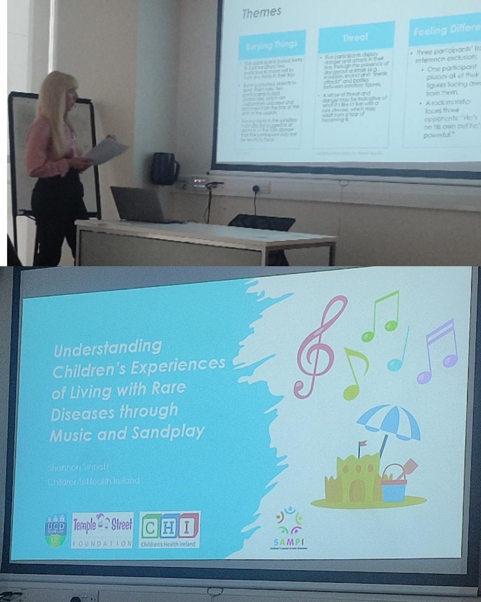 Todays <a href="/RAiNAllIreland/">RAiN</a> Rare Disease Symposium, full of fantastic presentations- Including one of our CHI-CRC Clinical Research Coordinators, Shannon Sinnot, showing Music 🎵 &amp; Sandplay🪣🧑‍🎨 in  #RareDisease Research in <a href="/CHI_Ireland/">Children's Health Ireland</a> supported by <a href="/CHFIreland/">Children's Health Foundation</a>
#RAiN #RAiNAllireland
