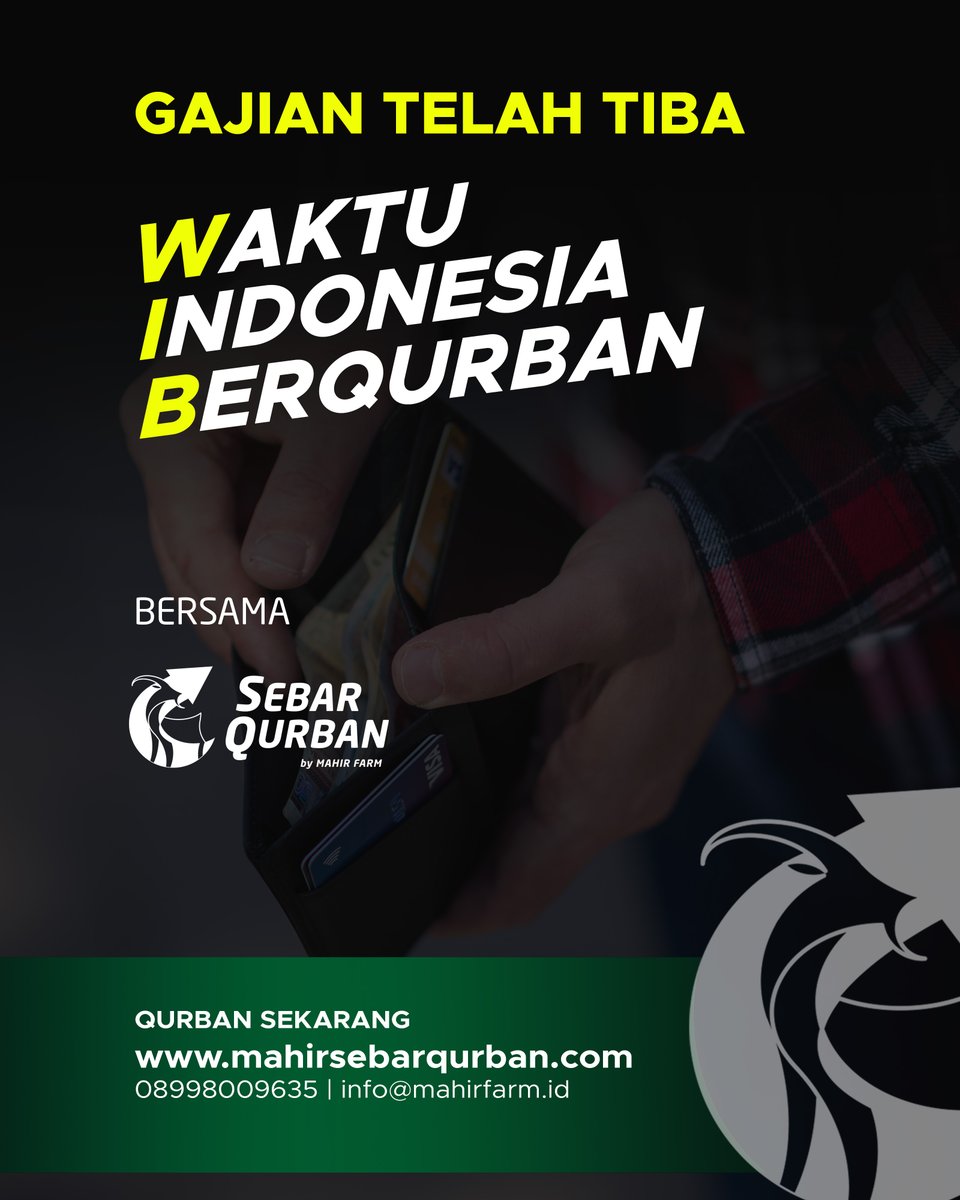 Gajian Telah Tiba

WAKTUnya INDONESIA BERQURBAN

bersama
SEBAR QURBAN

mahirsebarqurban.com

#sebarqurban #mahirsebarqurban #qurban #mahirfarm