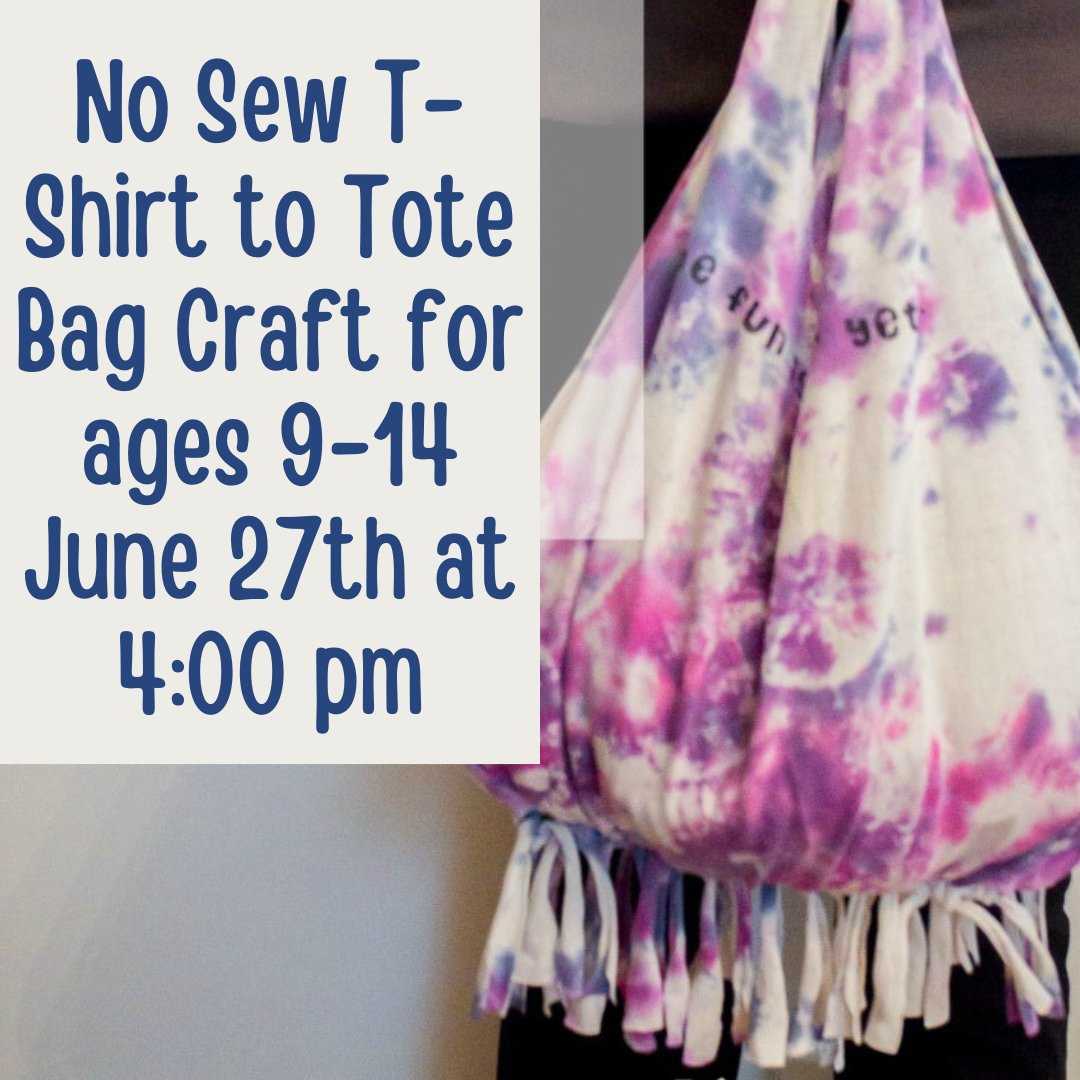 Ruth Keeler Memorial Library (@keelerlibrary) on Twitter photo Do you have an old T-shirt you can't part with? Turn it into a perfect summer tote bag! Join us today at 4:00pm #librarycrafts #summerprograms #RKMLibrary #northsalemny Do you have an old T-shirt you can't part with? Turn it into a perfect summer tote bag! Join us today at 4:00pm #librarycrafts #summerprograms #RKMLibrary #northsalemny