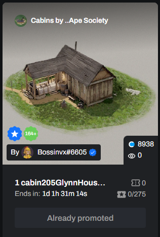Bossinvx's tweet photo. 25 retweets = this nice cabin raffle is started now
at 35 retweets i will continue! (w higher fp)
hurry up, the @RaccoonSyndicat @BossCatRC and @MutantNFTs raffles are ending real soon, and they are all 3 under floor so far!
#ADA #ETH #SOL #Raffle #NFT #CNFT #MutantRaffles https://t.co/HDWitwxCSZ
