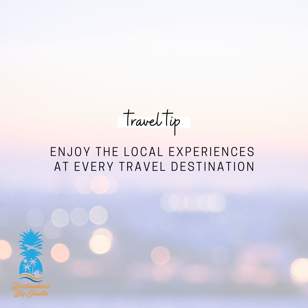 justinwhitehair's tweet image. 🌍✈️ Travel Tip: To truly immerse yourself in a destination, don&apos;t forget to enjoy local experiences! Share the weirdest or most unforgettable local activity you&apos;ve ever tried. Let&apos;s dive into unique adventures! 🌴🎉 #DestinationsbyJustin #TravelTipTuesday #LocalExperiences 🧳