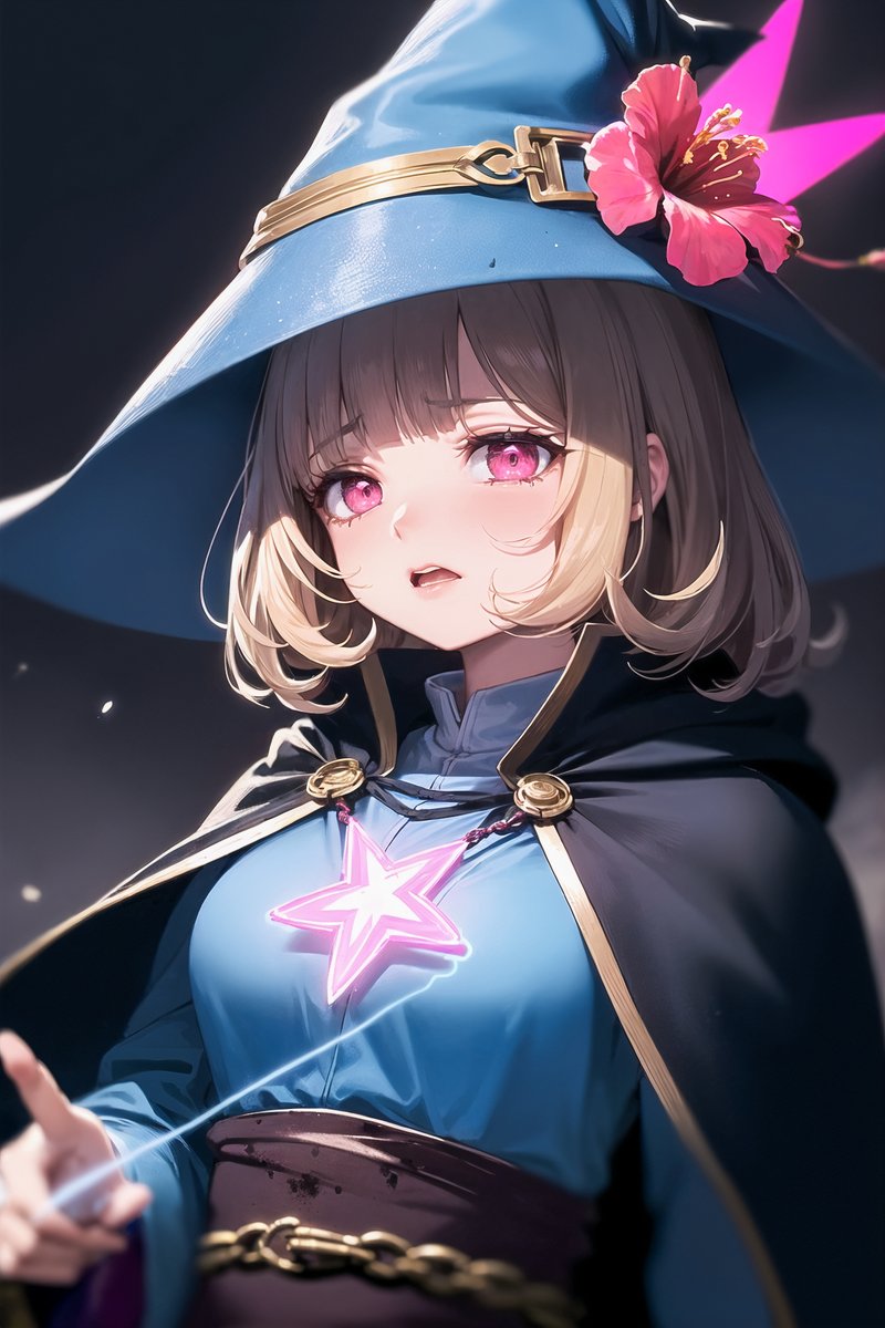 (wizard hat,wizard cape:1.2),(magic spell:1.8)
🧙‍♀️