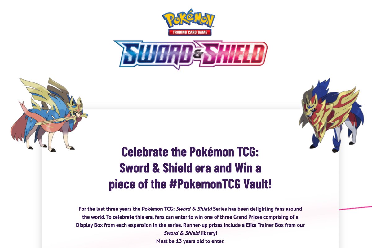 Pokemon TCG Sword and Shield Sweepstakes https://t.co/pTQFQW8HR7 https://t.co/o1nw2q0npM