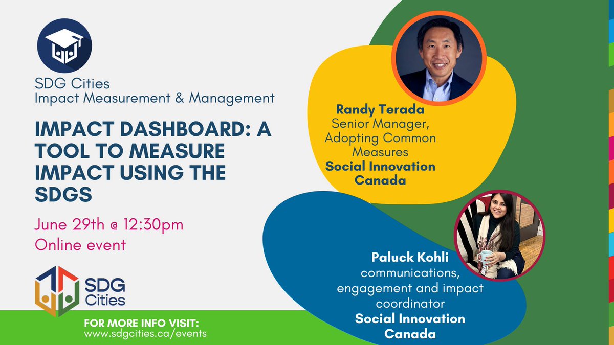 Join us  and discover how the Impact Dashboard can help your social purpose organization measure and track its impact on the UN's Sustainable Development Goals!

📅  June 29, 2023,  12:30 pm to 1:30 pm (EST)

Register Here: ow.ly/4fjH50OYABC

 #ImpactMeasurement #SDGs