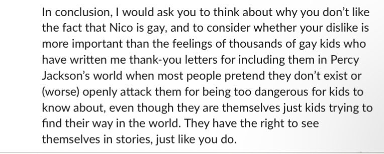 Rick Riordan put it perfectly on Goodreads why LGBTQIA+ characters are so important in media today