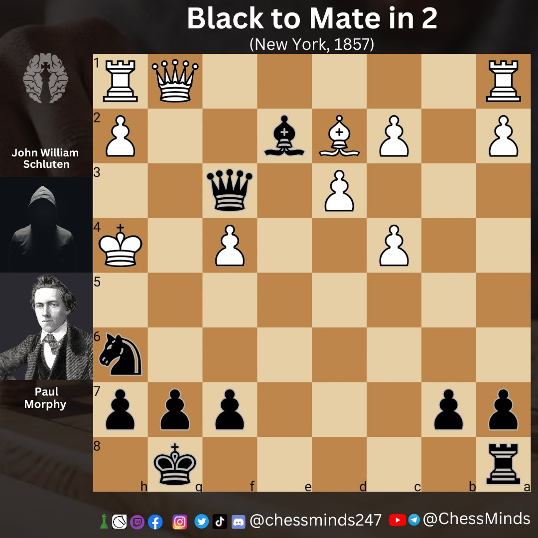 Think like the great Morphy 

Black mates in 2♟️♟️✅
#chess #chesspunks