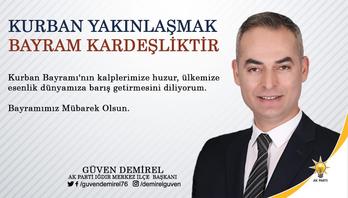 Kurban Bayramı’nın kalplerimize huzur, ülkemize esenlik dünyamıza barış getirmesini diliyorum. 

Bayramımız mübarek olsun.