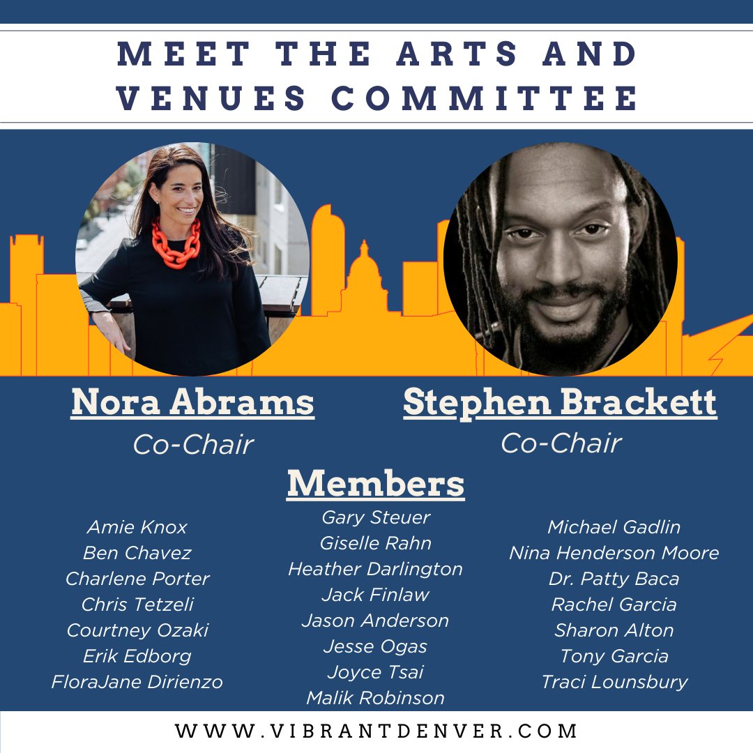 Meet our committees: Arts and Venues! 

The Arts and Venues Committee is co-chaired by <a href="/whoisBrerRabbit/">Stephen Brackett</a> and Nora Abrams and will work to identify how Mayor-Elect Johnston's administration can continue to support Denver's creative community and make the arts more accessible.