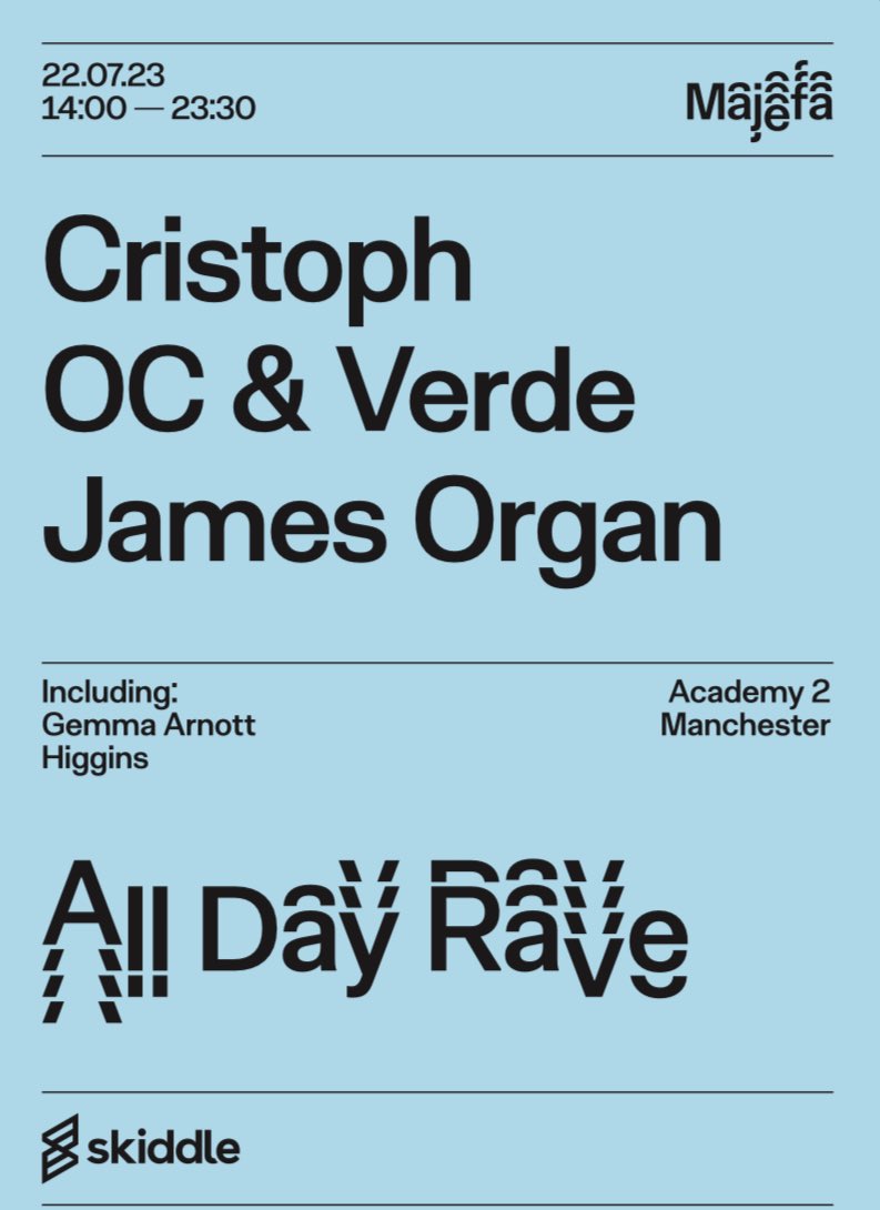 Massive all-dayer <a href="/MancAcademy/">Manchester Academy🐝</a> on Sat 22nd July with <a href="/Cristophmusic/">Cristoph</a> <a href="/OCandVerde/">OC & Verde</a> <a href="/James__Organ/">JAMES. ORGAN. ⚡️</a> 🔥

Limited tickets 🎫 skiddle.com/e/36311650
