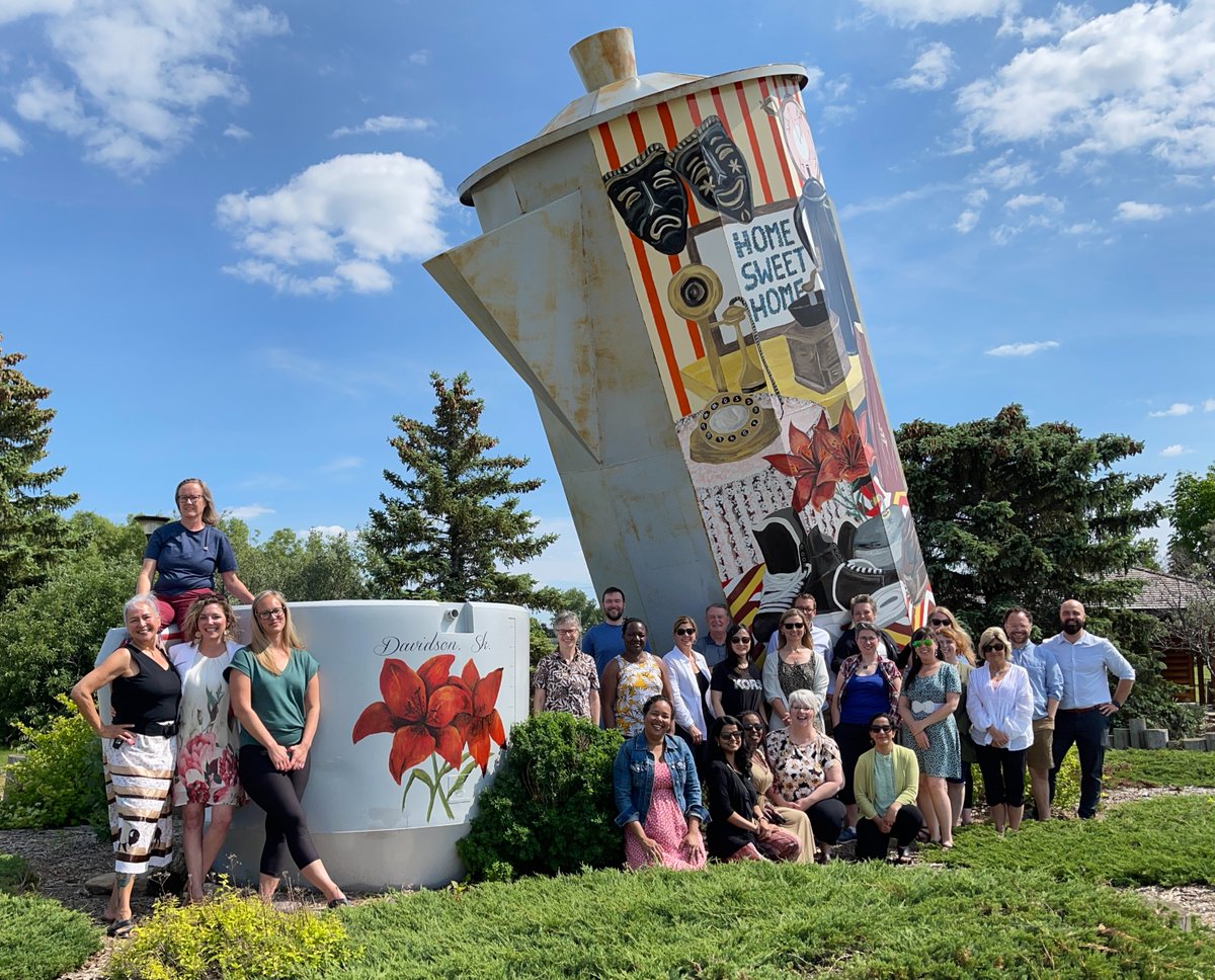 JSGSPP's tweet photo. From team-building activities and lively conversations about competencies for our students to learning about Indigenous cultures, combined with jigging and laughter – at #JSGS, we love to blend work and play, and strike poses in front of giant coffee pots! @usask @UofRegina https://t.co/7Lof6JRlJT