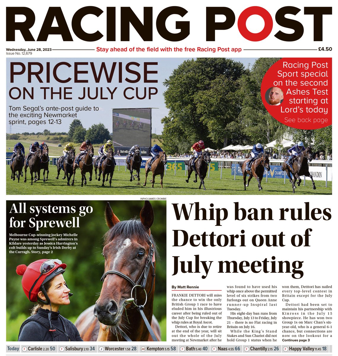 Racing Post on Twitter "⭕️In tomorrow's Racing Post. . . 🏇Whip ban rules Frankie Dettori out of