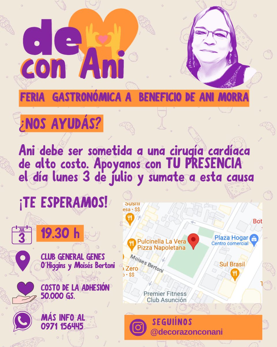 Buenas!! Queridxs, mi mamá, Ani Morra, necesita someterse a una operación del corazón costosa y delicada, entonces estamos organizando un evento de solidaridad para compartir con todxs nuestrxs amigxs
Comparto la invitación, tengo adhesiones para lxs que quieran
Les esperamos