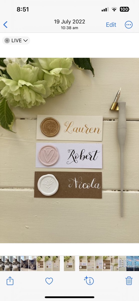 Wax seal placecards all handwritten perfect for any event this summer! 🖋️ Pop over to my Etsy shop to have a look 🤍 #nameplacecards #weddingtable #waxseal #weddinginspiration #tabledecor #tablesetting 
#personalised #weddingplacenames #calligraphylettering #etsy #acornstationery