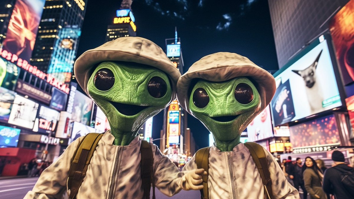 AIstheticWonder's tweet photo. 🚨Prompt Share: Alien Vacation Selfies! 🌍

What if aliens vacationed on Earth? Looks like they'd have a blast, doesn't it? 🛸🤳

⚙️Prompt formula: aliens taking selfies while vacationing on earth, at {PLACE} --v 5.1 --style raw --ar 16:9 

  #midjourney #Promptshare #AIcommunity https://t.co/nycf8Hc5m7