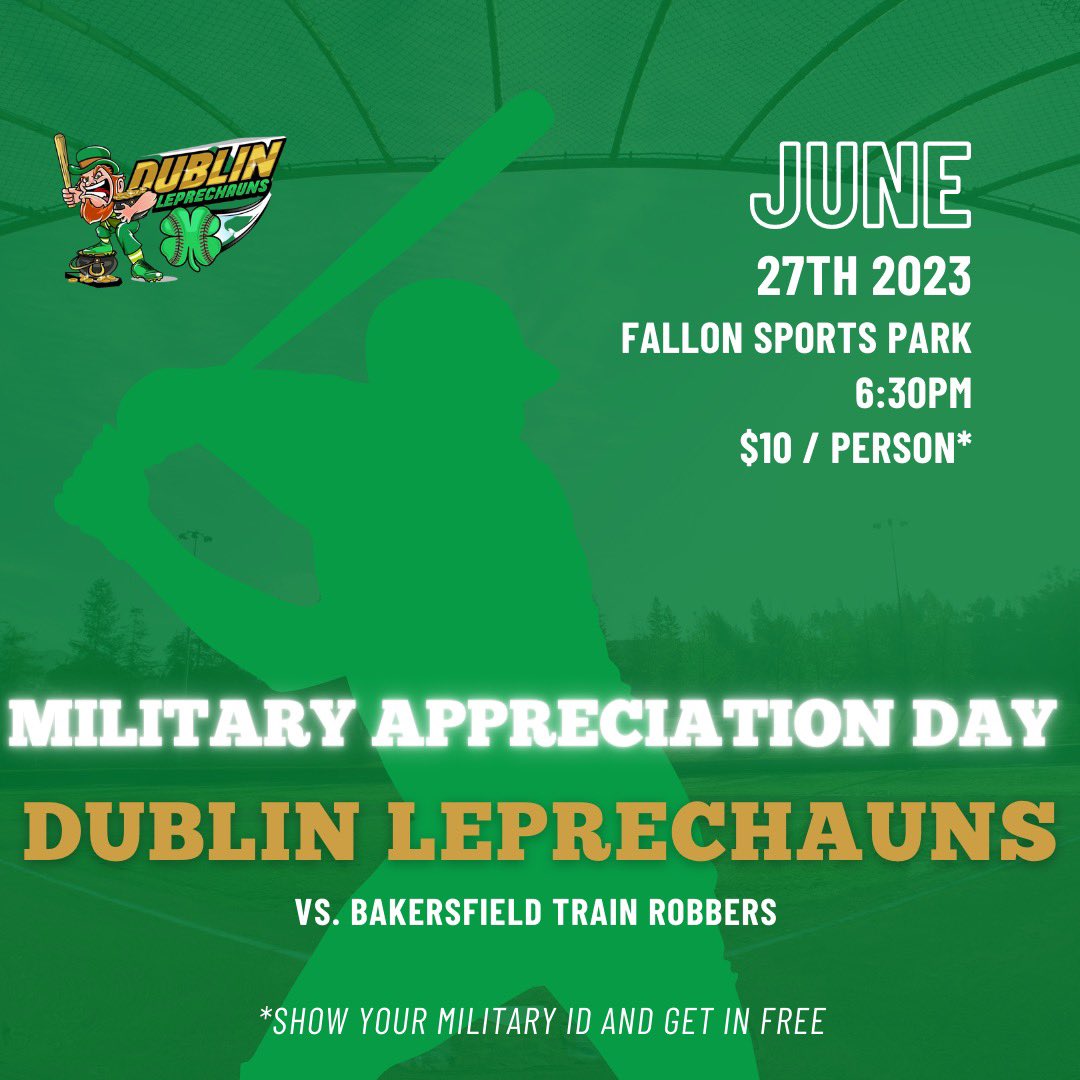 DublinLeps's tweet photo. Another game day at home, this time against the Bakersfield Train Robbers 🍀 Tonight we will honor our Military… see you there! 🔴⚪️🔵 https://t.co/0BL5yETYpe