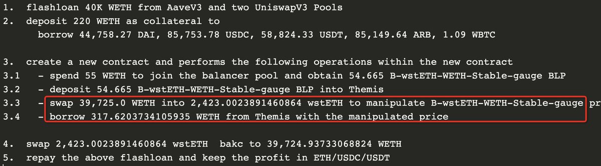 peckshield's tweet image. 3/ To illustrate, we use the hack tx: ttps://arbiscan.io/tx/0xff368294ccb3cd6e7e263526b5c820b22dea2b2fd8617119ba5c3ab8417403d8  and show the key steps below: