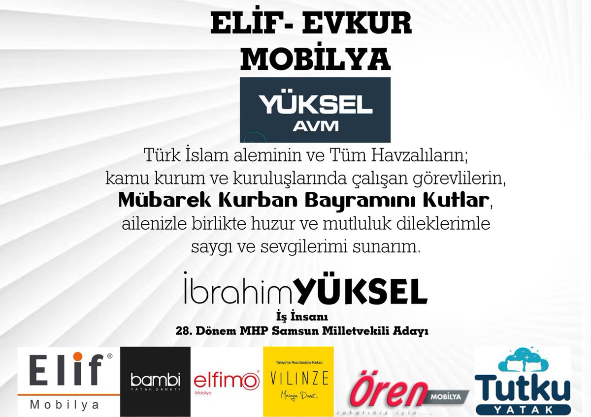 Mübarek Kurban Bayramınızı kutlar, sevdiklerinizle birlikte mutlu, huzurlu bir bayram geçirmenizi dilerim. 🙏🙂

#KurbanBayramı #Türkiye #Samsun #Havza #MilliyetçiHareketPartisi #MHP