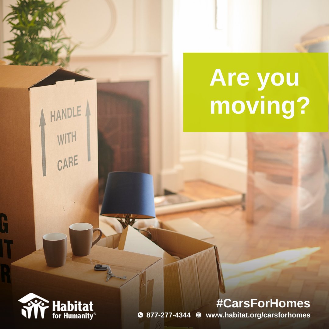 Why not donate your car to save time and money on relocation costs?

Learn more: ow.ly/oi0550OBe6a

#HabitatForHumanity 
#CarsForHomes 
#MovingOut
#TaxTips