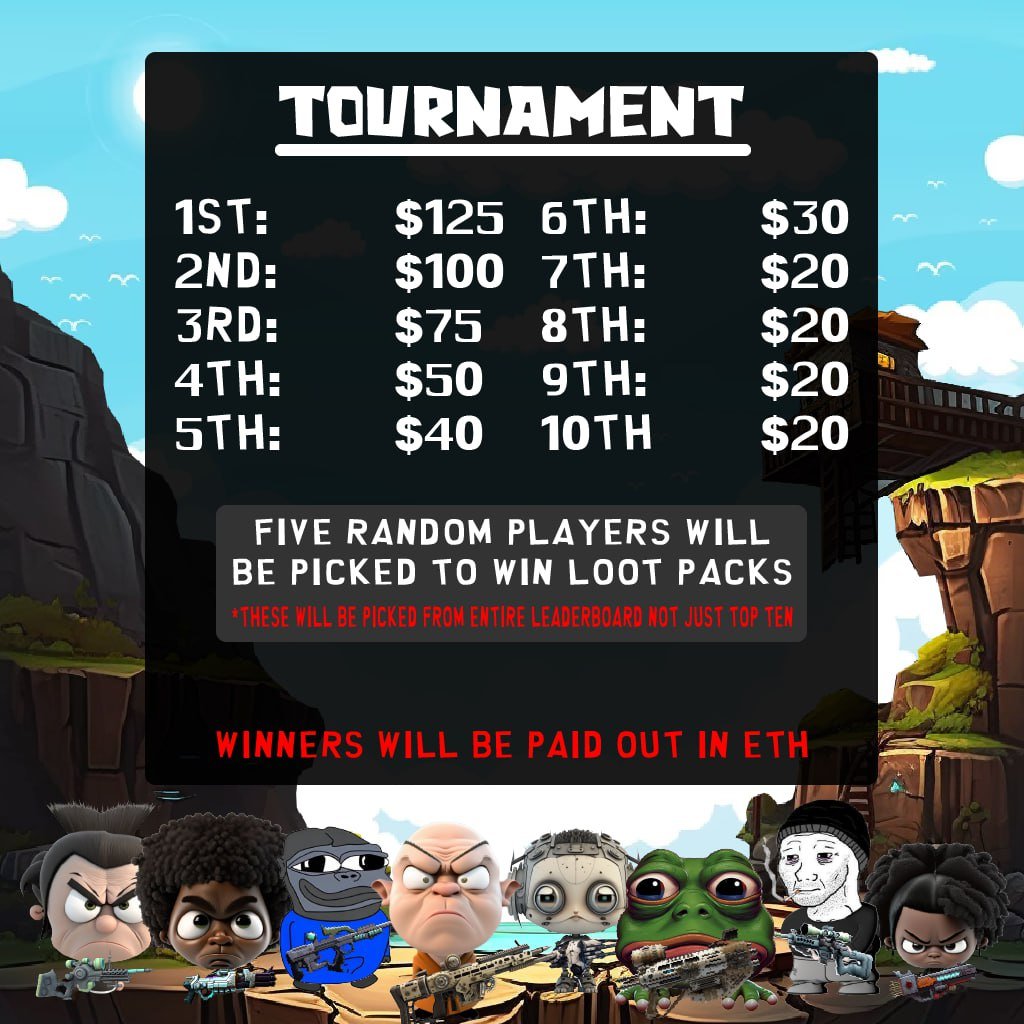 ONE MORE DAY LEFT IN THE TOURNAMENT! $LVL Come on over and get your kills in!