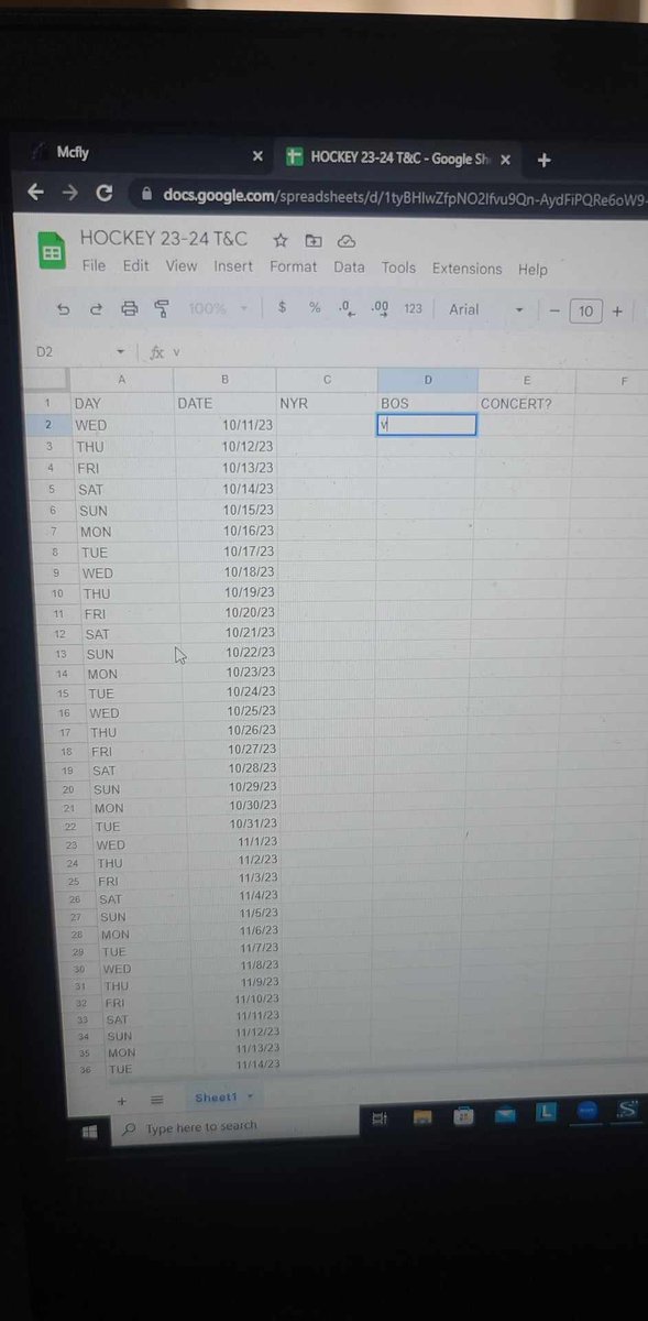 when you're best friends who support different NHL teams, lead busy lives, and have to coordinate your schedules, you make a spreadsheet. (@cas14oc is making it because she rocks)