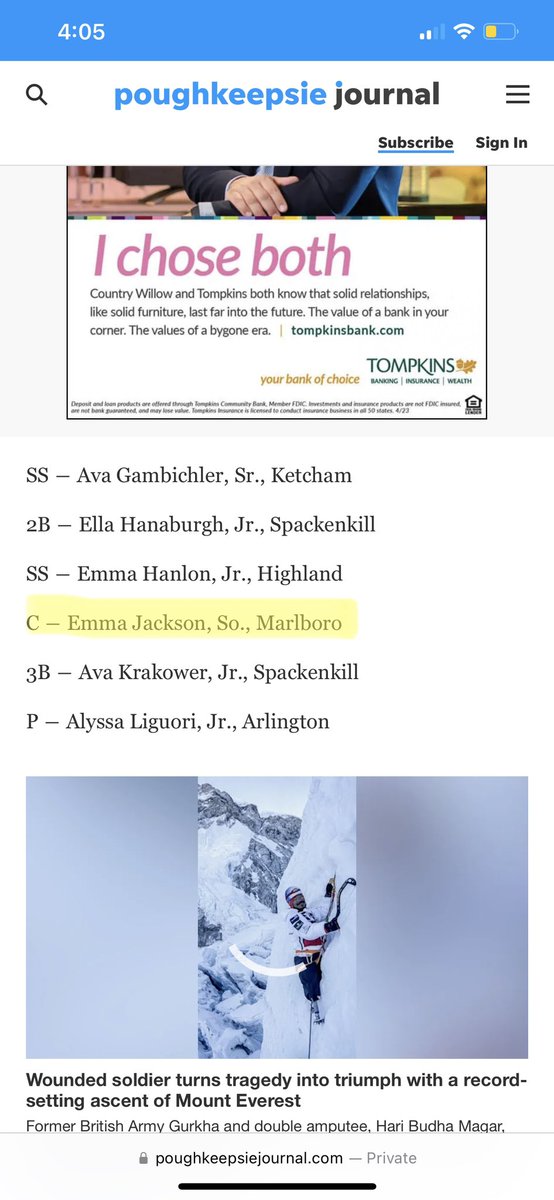 Honored to be voted to the Poughkeepsie Journal’s 2nd Team All Stars!!