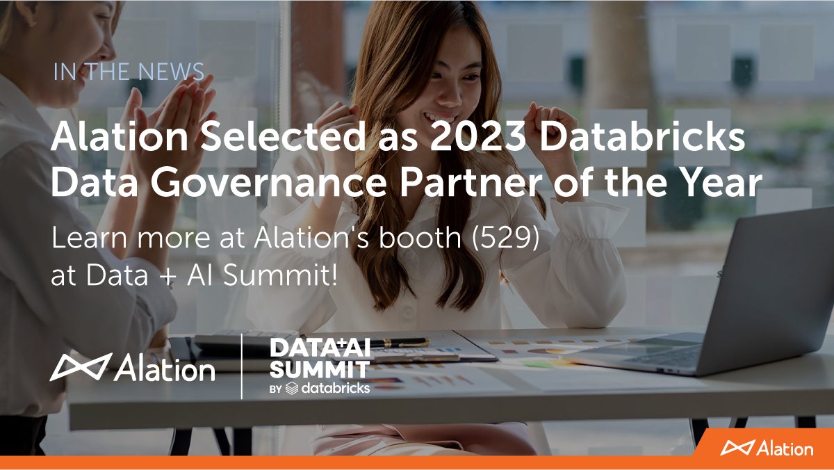 Great news from @Alation at #DataAISummit – Alation is Databricks’ Governance Partner of the Year and is now on @Databricks Partner Connect! Stop by booth #529 and learn how we work together to deliver data intelligence for the lakehouse. alation.com/news-and-press…