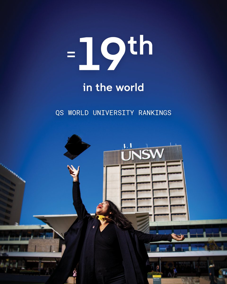 🏆 UNSW joins the global top 20! We’re proud to announce that UNSW has climbed 26 spots in the 2024 QS @worlduniranking to equal 19th globally and equal 2nd in Australia alongside our neighbours at @Sydney_Uni. 👏