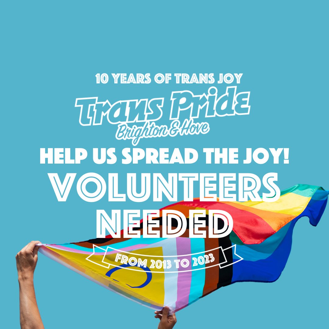 Help us spread the joy on Saturday 15th July for the Trans Pride March and Park event! Sign-up link below🎉 If you can’t volunteer yourself, please share and spread the joy! #transpride

transpridebrighton.org/get-involved/