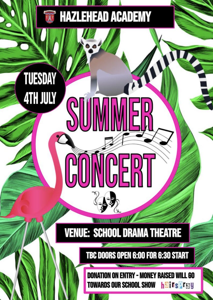 HazleheadMuDra's tweet photo. Summerβs here and that means SUMMER CONCERT time @hazleheadacad ππ€©βοΈ
Come along next Tues to enjoy an evening of lovely entertainment by our talented pupils to round off a busy year.
#concert #liveperforming #summer https://t.co/zCH0LvMNfk
