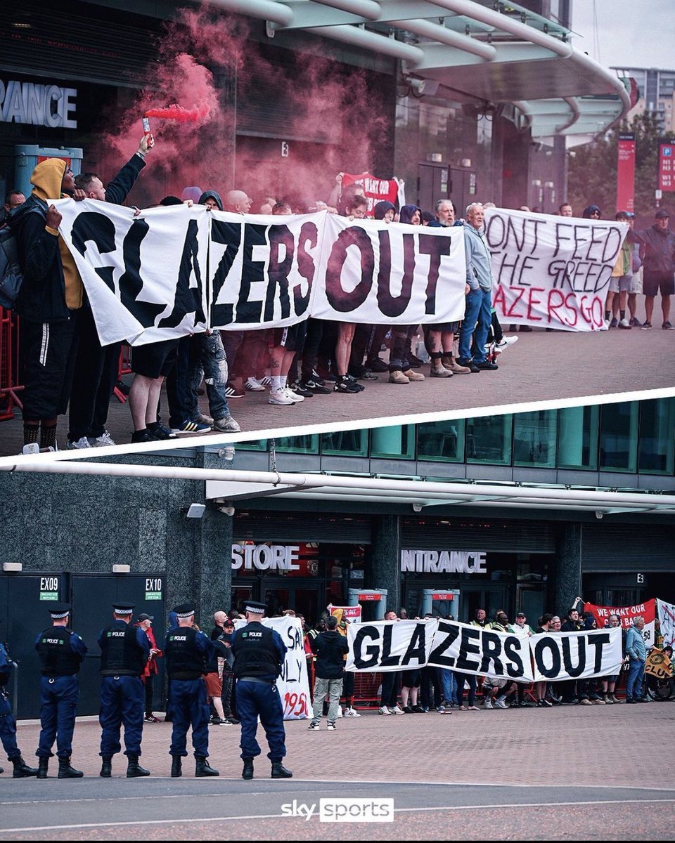 The__1958's tweet image. Let’s make this crystal clear. Today was never about numbers on a working &amp;amp; non-match day

It was about sending a statement and the bad optics against this ownership across the world.

The focus flipping to the fan contempt against Glazer decay rather than a shameless overpriced