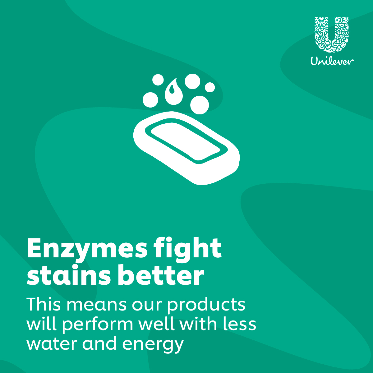 Unilever's tweet photo. Enzymes are naturally derived, low in carbon and great at breaking down stains. 

Which is why they’re a perfect ingredient in our cleaning products. 

Read how we’re working with @ArzedaCo to develop these… fast. 

#OurCleanFuture