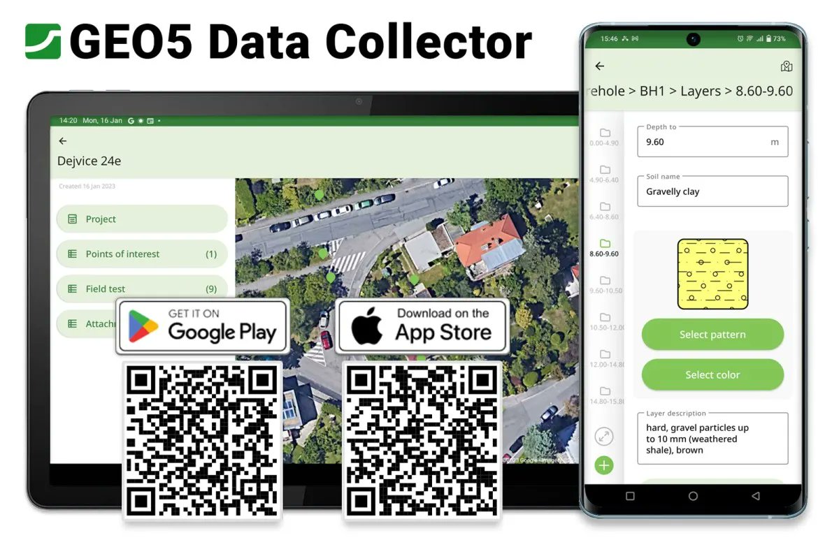 Free GEO5 Data Collector Mobile App
 The GEO5 Data Collector Mobile App for Android and iOS is a new FREE option for mobile geotechnical data collection. buff.ly/3XoTxRH