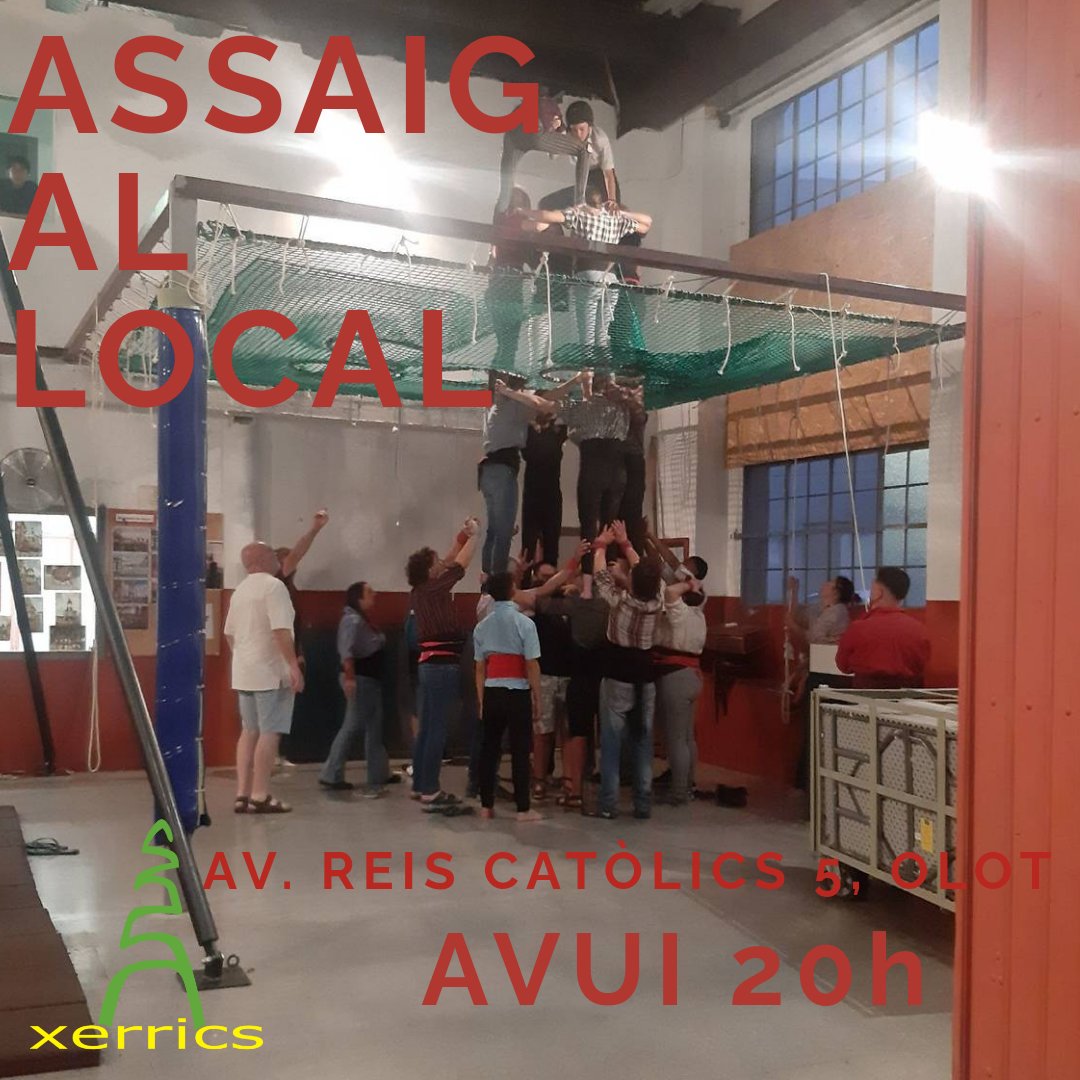 XerricsOlot's tweet image. Després de Sant Joan i amb la mainada ja de vacances continuem amb els assajos per a preparar un juliol brutal!
Així que avui és #dimarts i hi ha #assaig!Us esperem a tots al #local!
I recordeu que també hi ha assaig de #músics! #olot #garrotxa #castells #castellers #castelleres