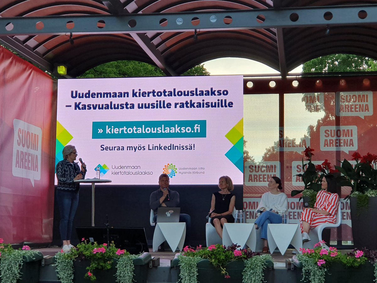 Ratkaisuja kiertotalouden kehittämiseen, yhteistyössä #kiertotalouslaakso Kiitos #SuomiAreena ja <a href="/Uudenmaanliitto/">Uudenmaan liitto</a>